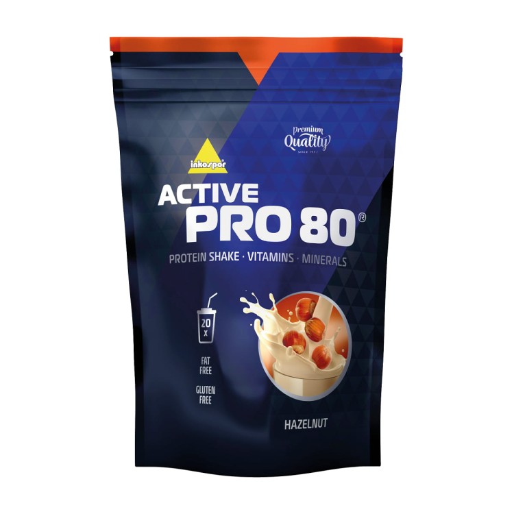 Białko klasy premium Active Pro 80 w smaku orzechów laskowych. 500 gram.