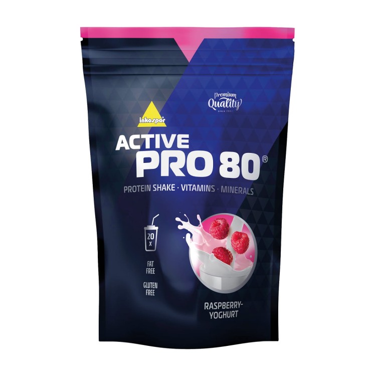 Białko klasy premium Active Pro 80 w smaku jogurtu z malinami. 500 gram.