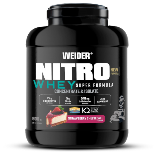 Nitro Whey Super Formula Weider 900g – odżywka białkowa WPC/WPI w smaku truskawkowego sernika