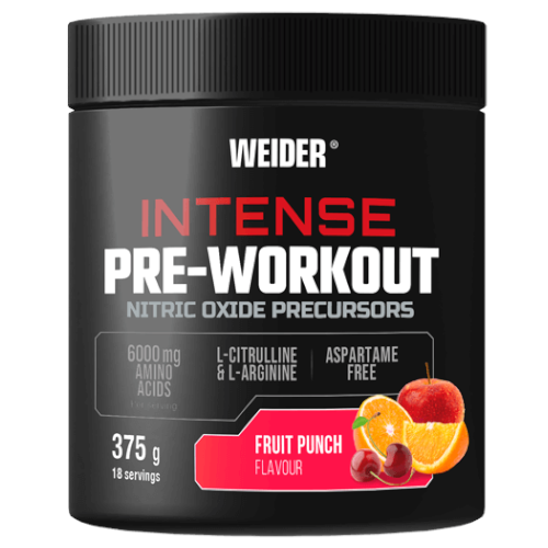 intense pre_workout 375 gram doskonałej odżywki przedtrenigowej. Producent WEIDER Niemcy. Oryginalne opakowanie odżywki bez aspartamu, która zwiększy możliwości treningowe Twojego organizmu.