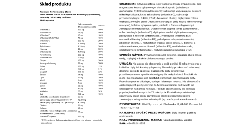 performance stack - karta techniczna produktu
