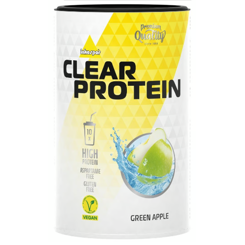 Oryginalne opakowanie Inkospor Clear Protein Vegan 300 g – białko roślinne w proszku, suplement diety dla sportowców i osób aktywnych, formuła wegańska, bez laktozy i glutenu, smak - zielone jabłko.