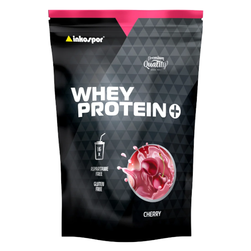Inkospor whey protein PLUS 500 g opakowanie. Smak wiśniowy