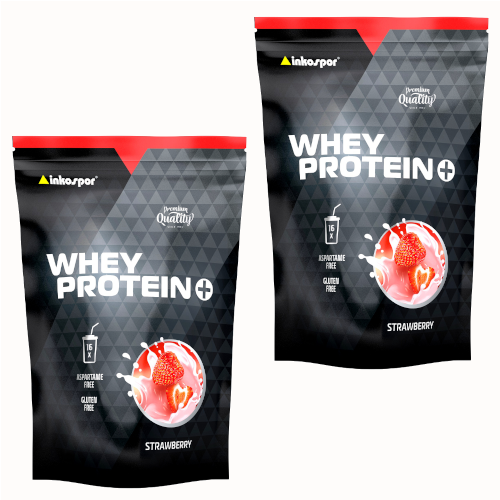 Inkospor whey protein PLUS 1000 gram - 2 opakowania po 500 gram w smaku truskawkowym.