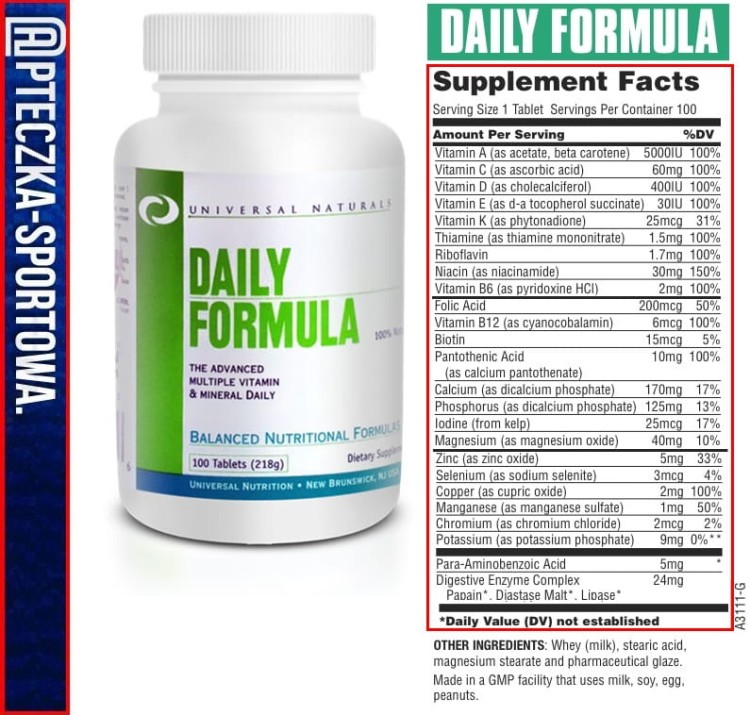 daily formula UNIVERSAL NUTRITION